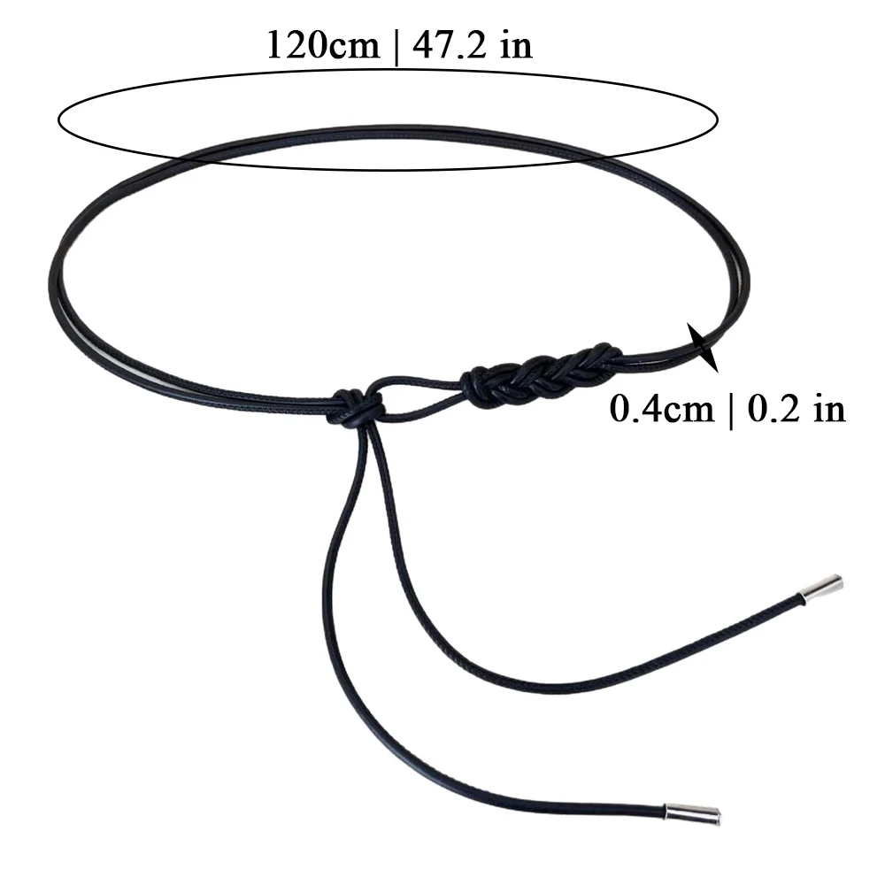 Fashion PU Leather Thin Belt Women's Knotted Waist Belt Dress Coat Shirt Decor Rope Waistband Simple Versatile Waist Rope Belt