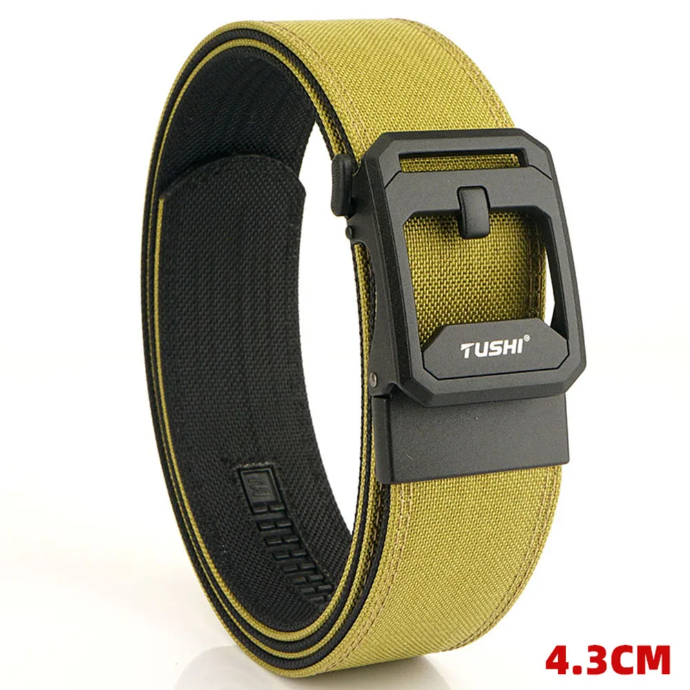TUSHI New Hard Gun Belt for Men and Women Alloy Automatic Buckle Tactical Outdoor Molle Belt 1100D Nylon Military IPSC Belt Male