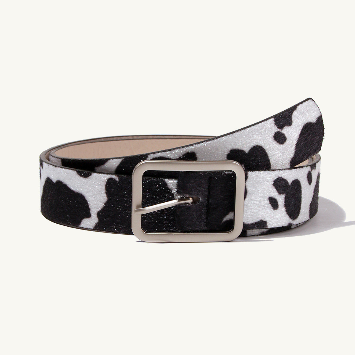 Newest 2.9cmX100cm Wide Woman Square Buckle Belt Dairy Cattle Striped Print Ladies Dress Belt Clothing Accessories Decoration