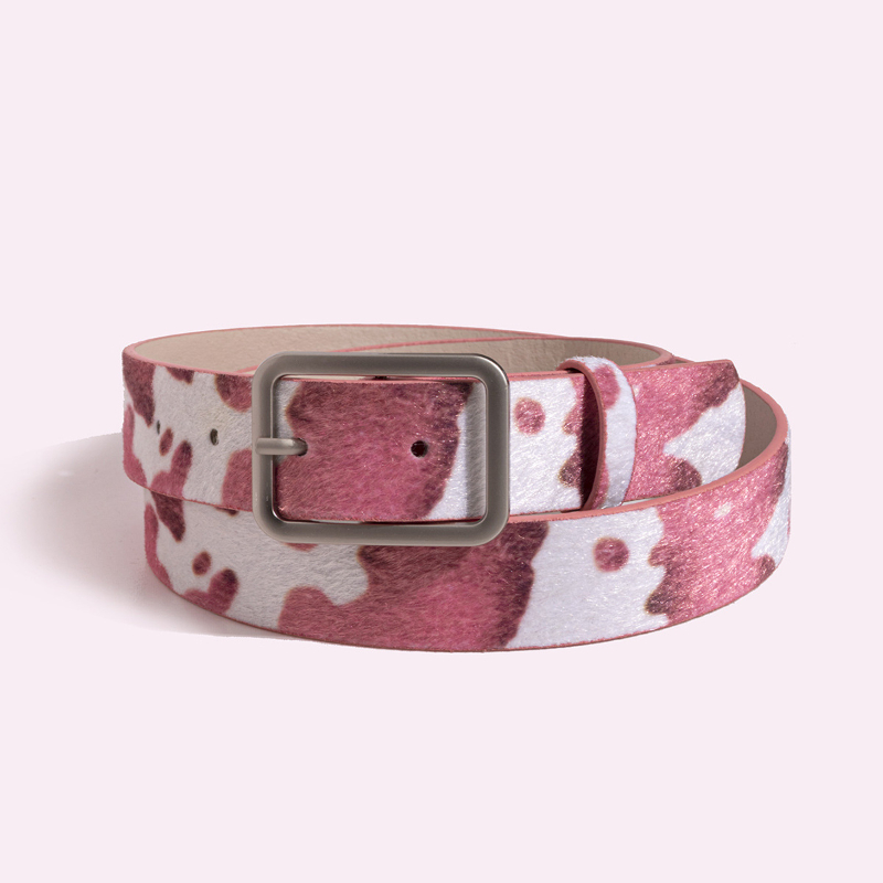 Newest 2.9cmX100cm Wide Woman Square Buckle Belt Dairy Cattle Striped Print Ladies Dress Belt Clothing Accessories Decoration