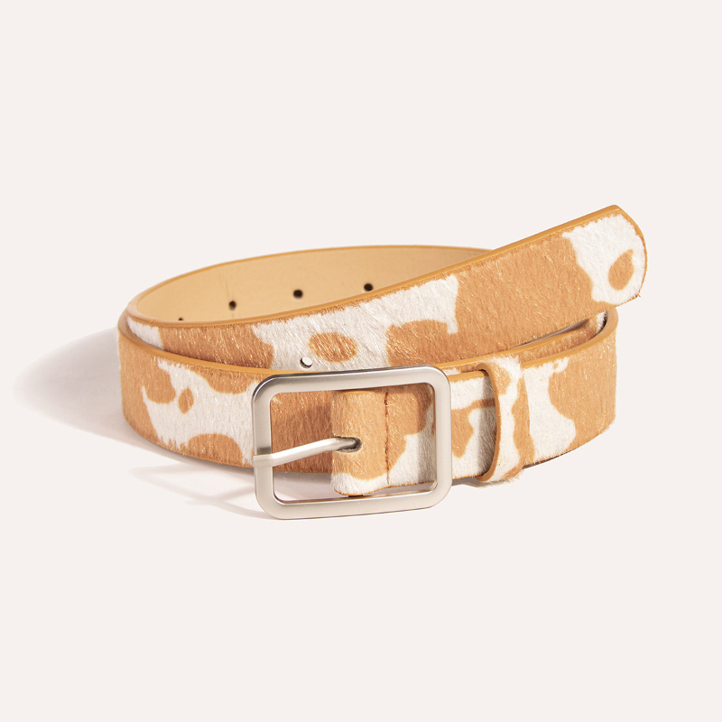 Newest 2.9cmX100cm Wide Woman Square Buckle Belt Dairy Cattle Striped Print Ladies Dress Belt Clothing Accessories Decoration