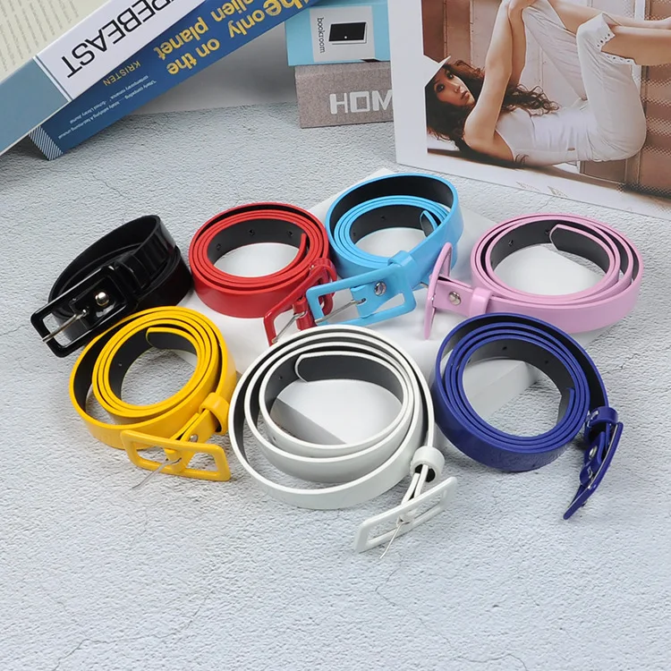 Women Belt Fashion Show Candy Color Thin Casual Versatile Female Students Youth Trouser Around Wide 2cm Red Yellow Blue Black