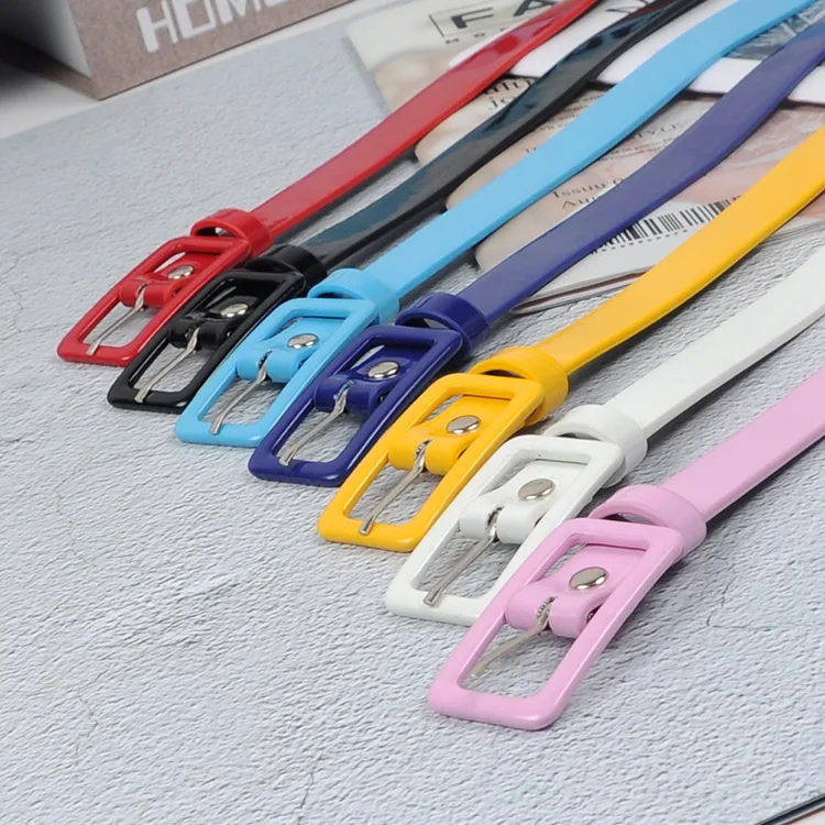 Women Belt Fashion Show Candy Color Thin Casual Versatile Female Students Youth Trouser Around Wide 2cm Red Yellow Blue Black