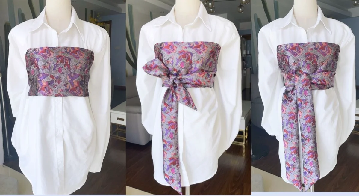Japanese Style Lace-Up Brocade Corset Belt Jacquard Bustier Wrap for Kimono Shirt Layering Waist Cinching & Women's Accessories