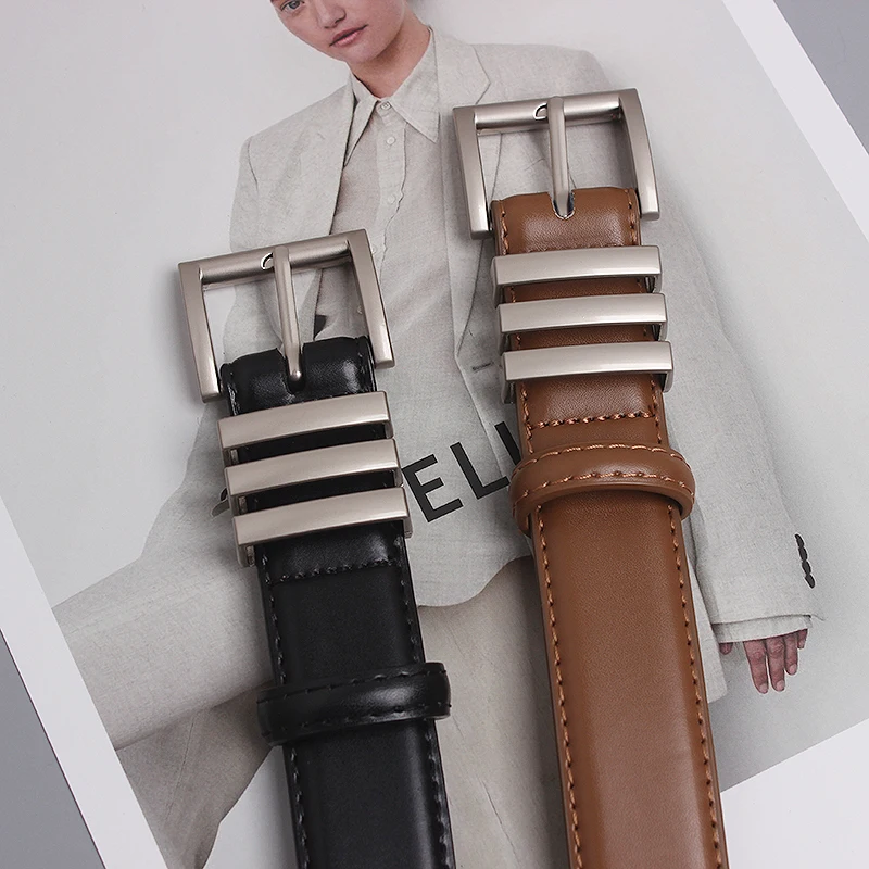 2022 Luxury Designer Jean Strap Belt Brand Genuine Cow Leather Belts for Women Fashion Adjustable Belts Dress Cowhide Waistband