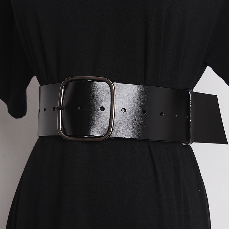 Brand Quality WIde Belt Black Cow Leather Waistband for Women Winter Dress Waist Belt Corset European Genuine Leather Women Belt