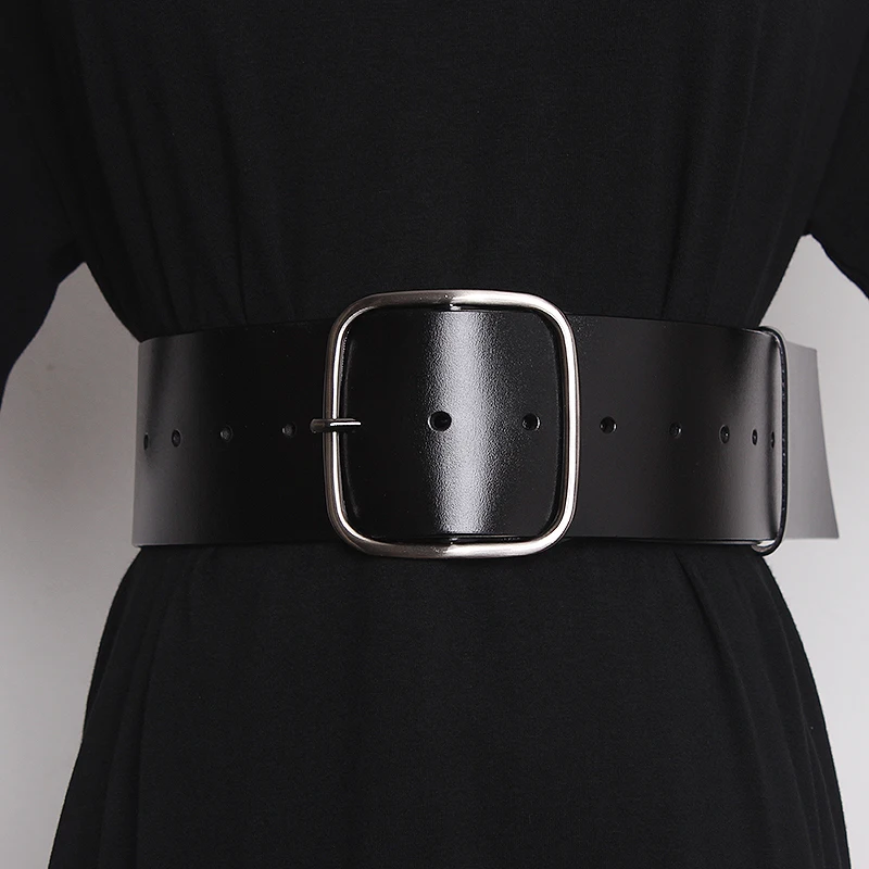Brand Quality WIde Belt Black Cow Leather Waistband for Women Winter Dress Waist Belt Corset European Genuine Leather Women Belt