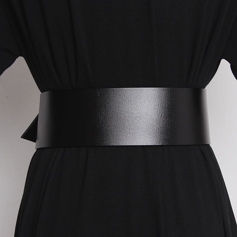 Brand Quality WIde Belt Black Cow Leather Waistband for Women Winter Dress Waist Belt Corset European Genuine Leather Women Belt