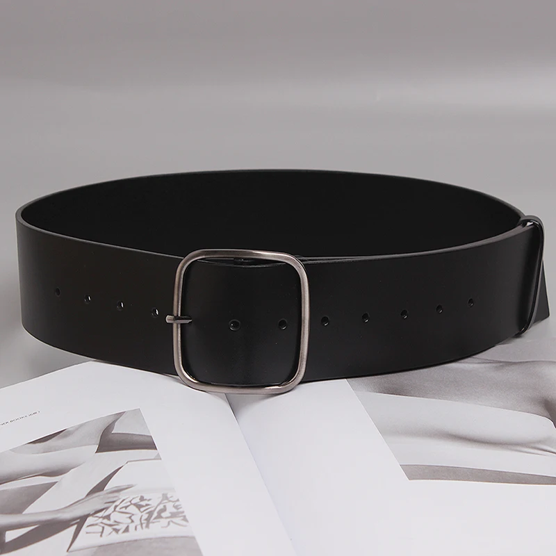 Brand Quality WIde Belt Black Cow Leather Waistband for Women Winter Dress Waist Belt Corset European Genuine Leather Women Belt