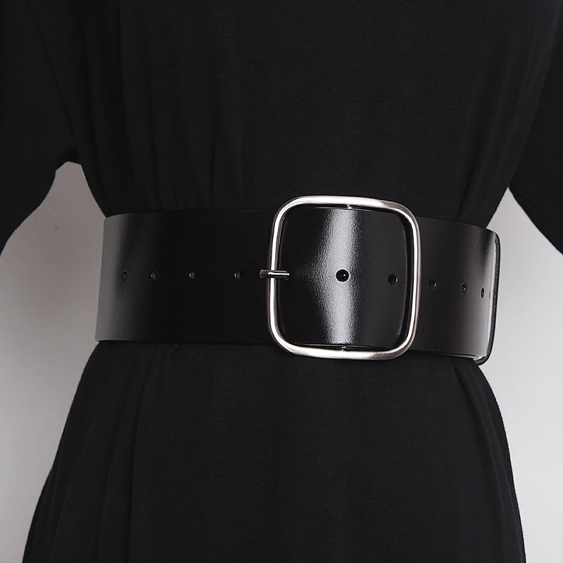 Brand Quality WIde Belt Black Cow Leather Waistband for Women Winter Dress Waist Belt Corset European Genuine Leather Women Belt