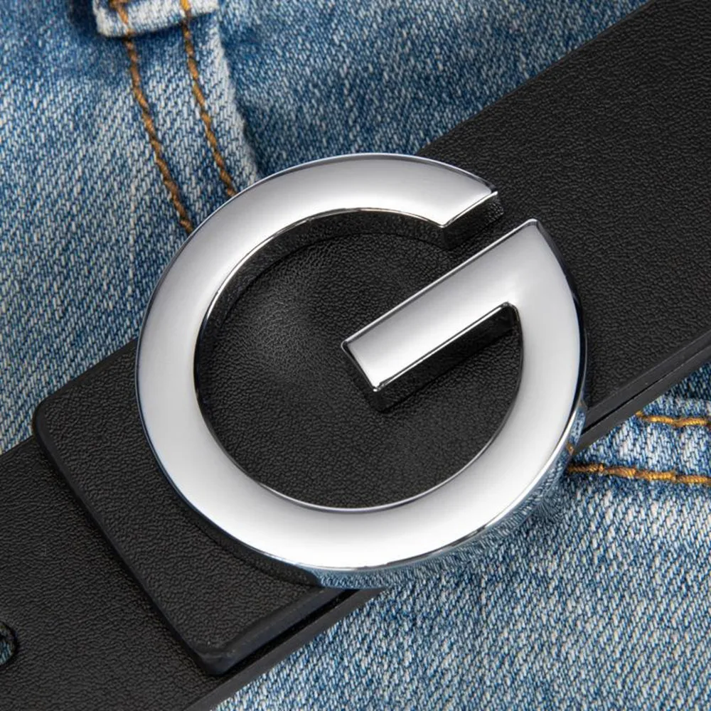 Luxury Brand Unisex Belt 3.8cm Smooth Buckle High Quality Leather Strap for Men And Women Fashionable Waist Accessory