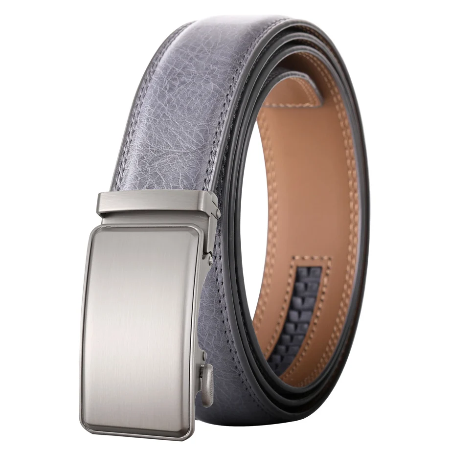 Plyesxale Luxury Designer Waist Belt For Men Genuine Leather Mens Belt cinturones para hombre Brown Gray Belts Waistband B818