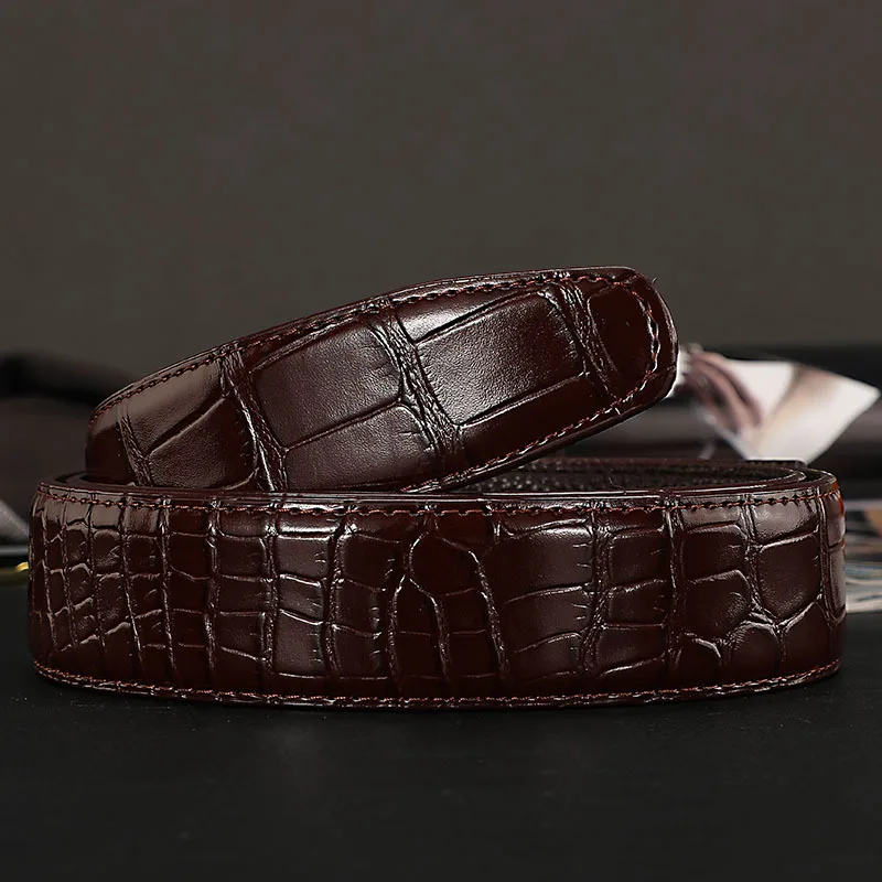 Fashion Men's Belt Without Buckle High-End Crocodile Pattern Business Belt for Male Men's Casual Accessories
