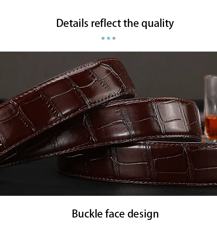 Fashion Men's Belt Without Buckle High-End Crocodile Pattern Business Belt for Male Men's Casual Accessories