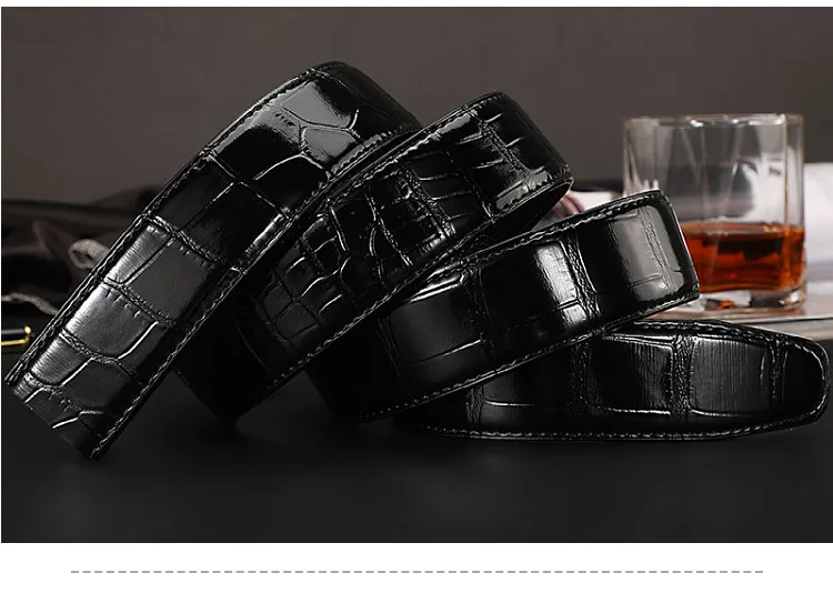 Fashion Men's Belt Without Buckle High-End Crocodile Pattern Business Belt for Male Men's Casual Accessories