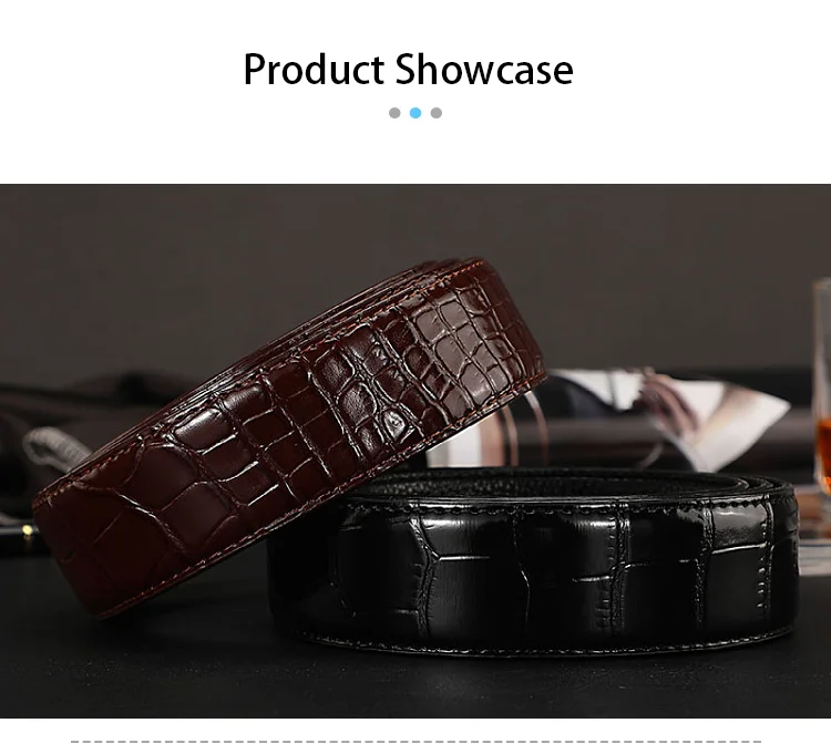 Fashion Men's Belt Without Buckle High-End Crocodile Pattern Business Belt for Male Men's Casual Accessories