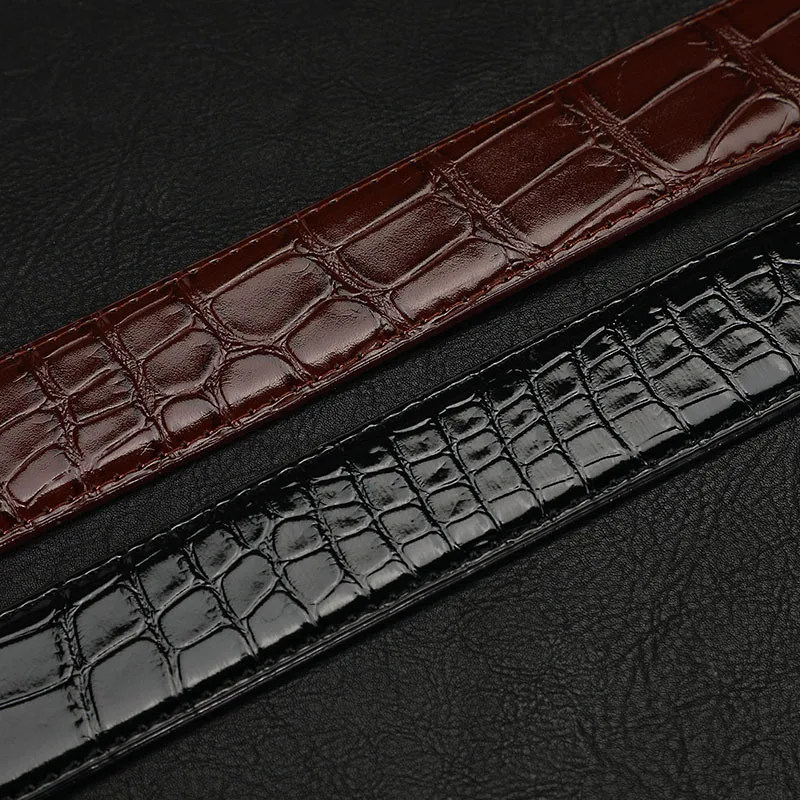 Fashion Men's Belt Without Buckle High-End Crocodile Pattern Business Belt for Male Men's Casual Accessories