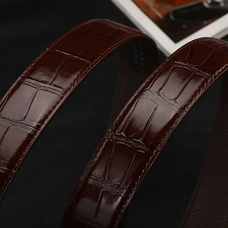 Fashion Men's Belt Without Buckle High-End Crocodile Pattern Business Belt for Male Men's Casual Accessories