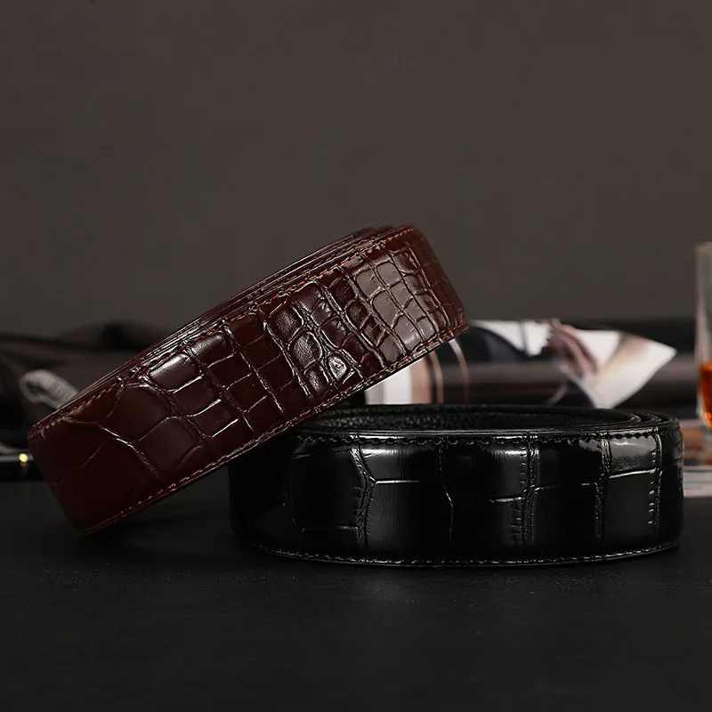 Fashion Men's Belt Without Buckle High-End Crocodile Pattern Business Belt for Male Men's Casual Accessories