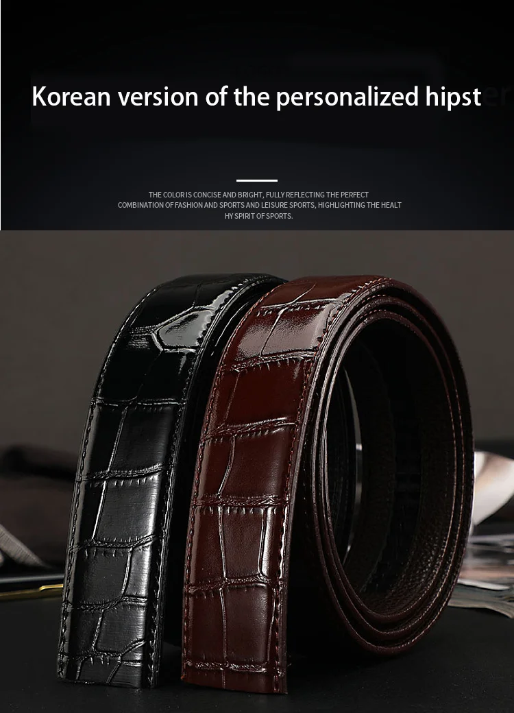 Fashion Men's Belt Without Buckle High-End Crocodile Pattern Business Belt for Male Men's Casual Accessories