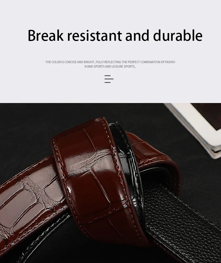 Fashion Men's Belt Without Buckle High-End Crocodile Pattern Business Belt for Male Men's Casual Accessories