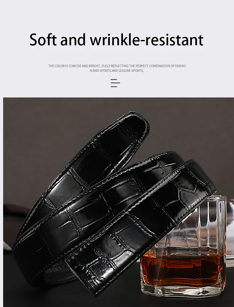 Fashion Men's Belt Without Buckle High-End Crocodile Pattern Business Belt for Male Men's Casual Accessories