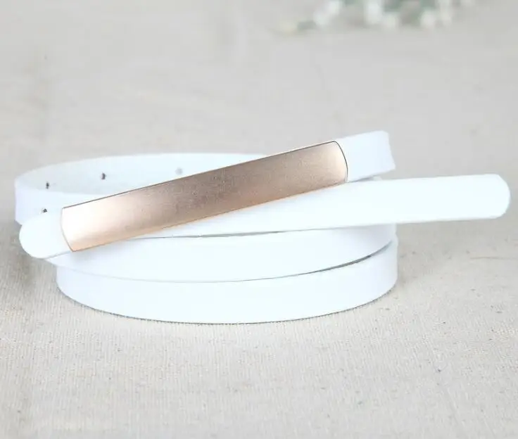 Women's Abrasive Gold Belts Buckle Metal Narrow Genuine Leather Black Belt for Women Waist Ceinture Femme Luxury Brand Designer