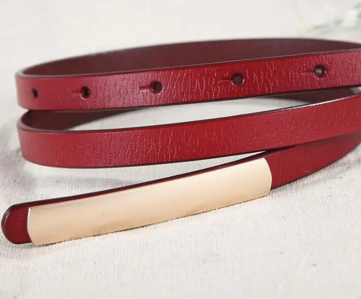 Women's Abrasive Gold Belts Buckle Metal Narrow Genuine Leather Black Belt for Women Waist Ceinture Femme Luxury Brand Designer