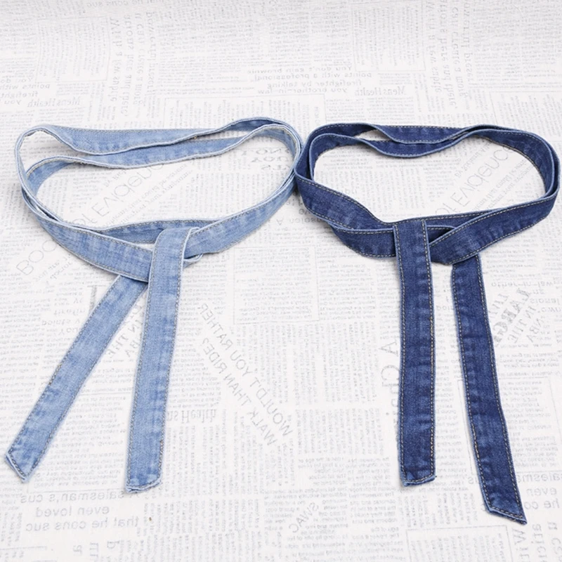 Trendy Self Tied Denims Waistband Adjustable Waist Belt for Women Pants Jeans Dresses Outercoat Windbreaker Accessories