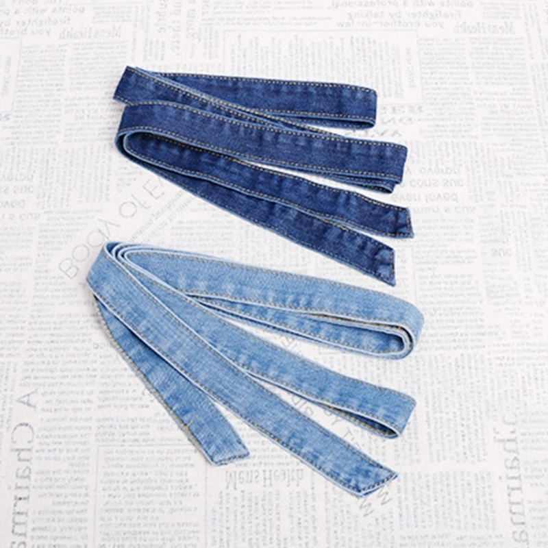 Trendy Self Tied Denims Waistband Adjustable Waist Belt for Women Pants Jeans Dresses Outercoat Windbreaker Accessories