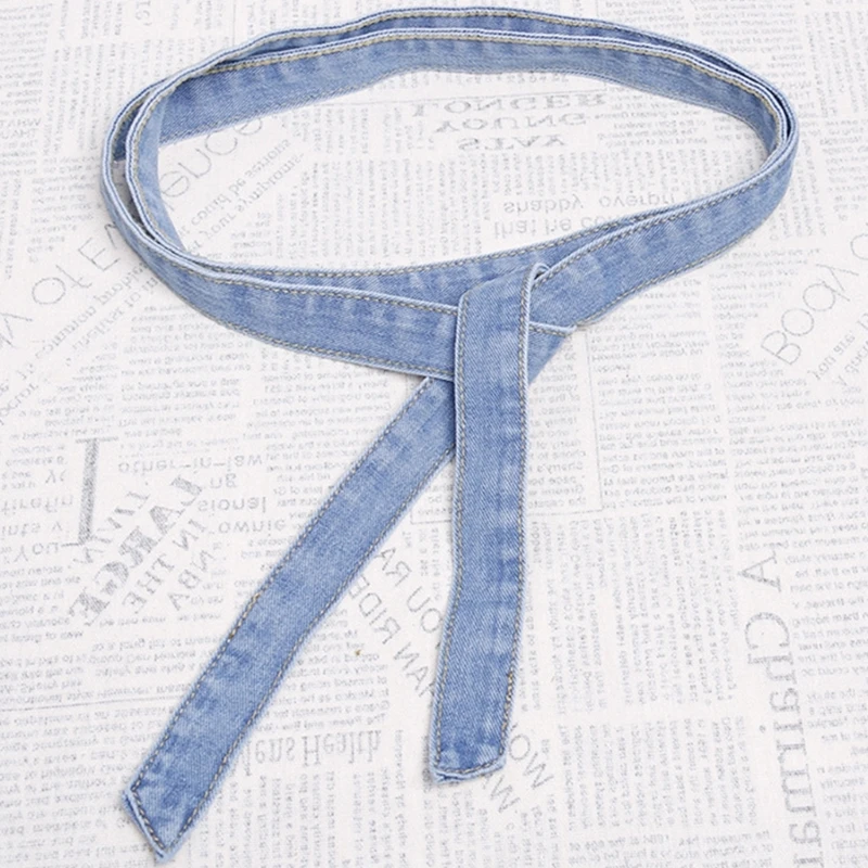 Trendy Self Tied Denims Waistband Adjustable Waist Belt for Women Pants Jeans Dresses Outercoat Windbreaker Accessories