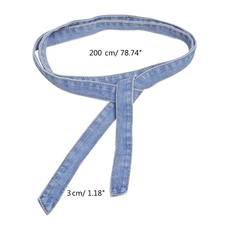 Trendy Self Tied Denims Waistband Adjustable Waist Belt for Women Pants Jeans Dresses Outercoat Windbreaker Accessories