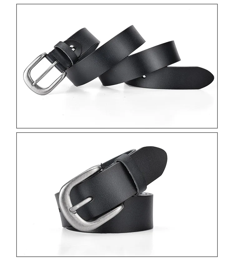 SupSindy Genuine Leather Belts for Women Pin Buckle Women Jeans Belt Luxury Brand Designer Cowskin Waistband Black Female Strap