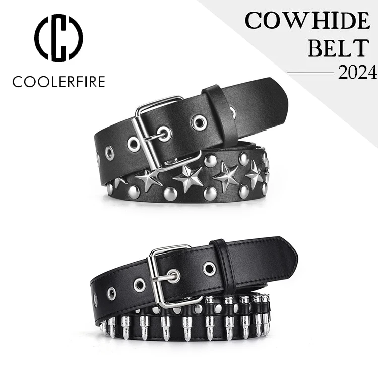Ladies' Grunge Punk Pin Buckle Personality Studded Enduro Belt For Jeans Hipster, Suitable For Daily Use LYD002
