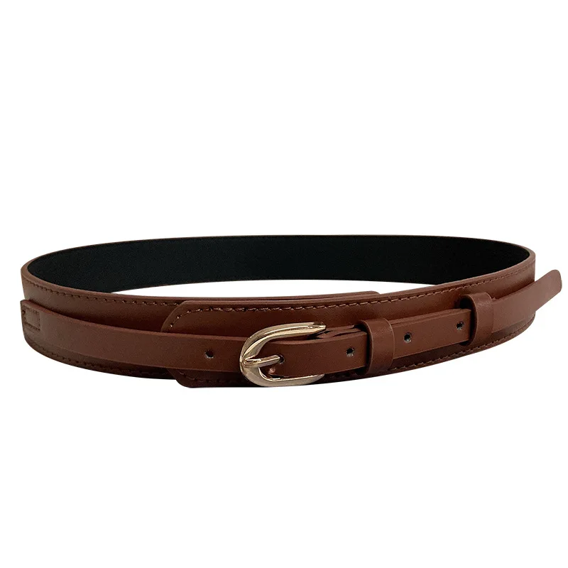 Retro Metal Buckle PU Leather Women Belt All-match Ins Skinny Waist Straps Lady Female Dress Coat Decorative Waistband
