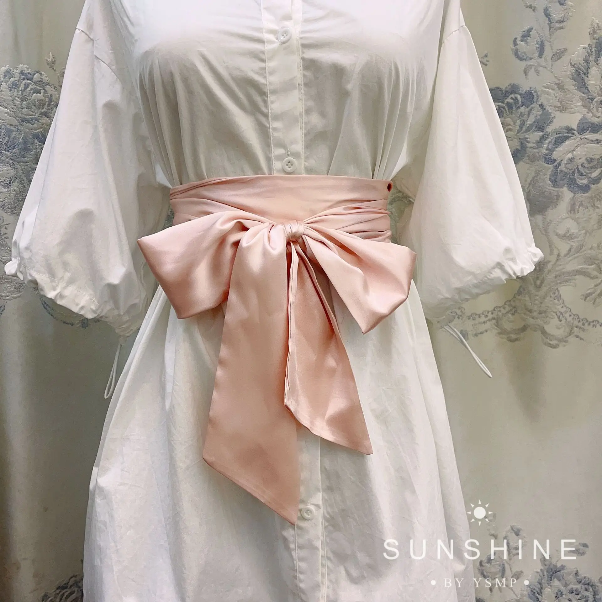 9.5x250cm Satin Ribbon Bow Wide Corset Waist Belt DIY Bowknot Silky Fabric Cummerbunds Decorative Waistband for Women Lady Girl