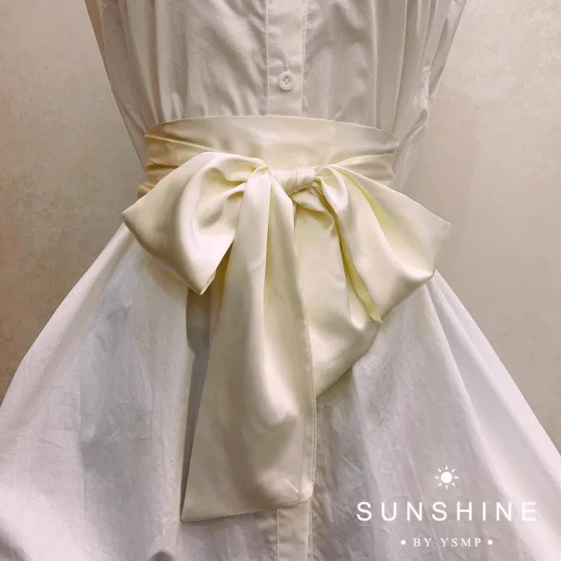 9.5x250cm Satin Ribbon Bow Wide Corset Waist Belt DIY Bowknot Silky Fabric Cummerbunds Decorative Waistband for Women Lady Girl