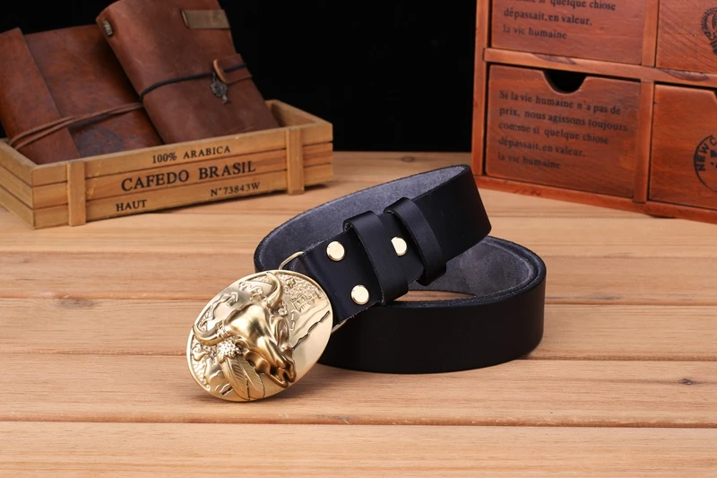 big buckle real leather belts for men mens belts luxury 100% genuine leather camel brown punk cowhide Chinese style high quality