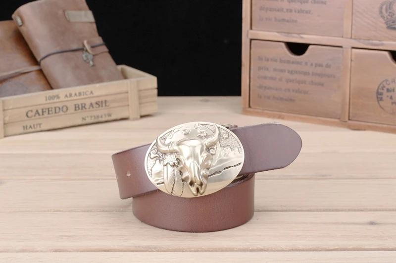 big buckle real leather belts for men mens belts luxury 100% genuine leather camel brown punk cowhide Chinese style high quality