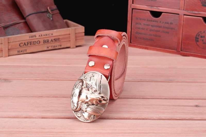 big buckle real leather belts for men mens belts luxury 100% genuine leather camel brown punk cowhide Chinese style high quality
