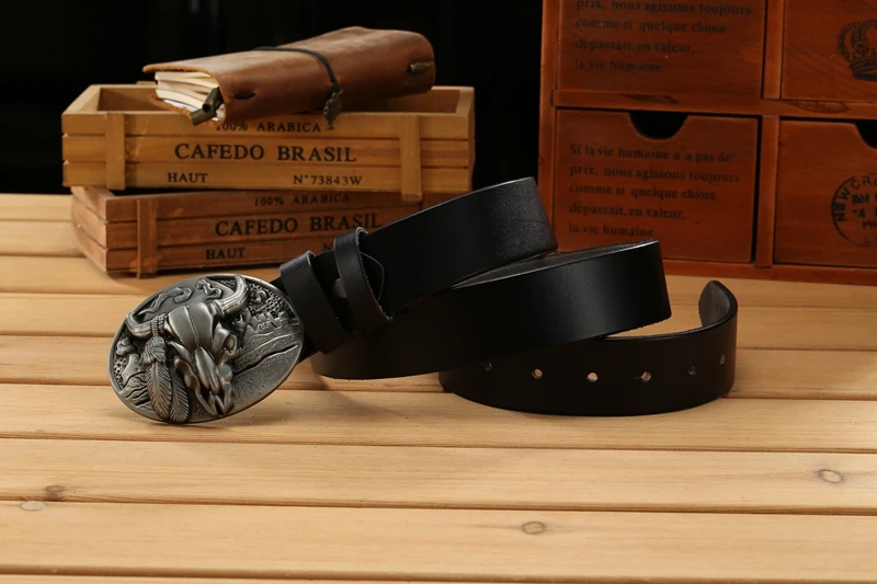 big buckle real leather belts for men mens belts luxury 100% genuine leather camel brown punk cowhide Chinese style high quality