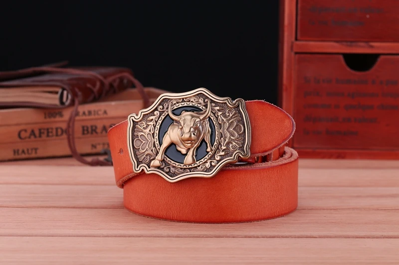 big buckle real leather belts for men mens belts luxury 100% genuine leather camel brown punk cowhide Chinese style high quality