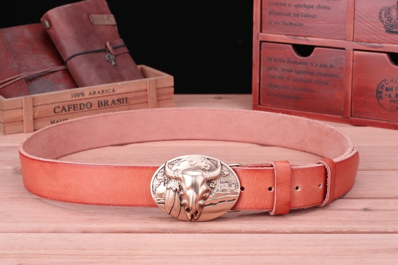 big buckle real leather belts for men mens belts luxury 100% genuine leather camel brown punk cowhide Chinese style high quality