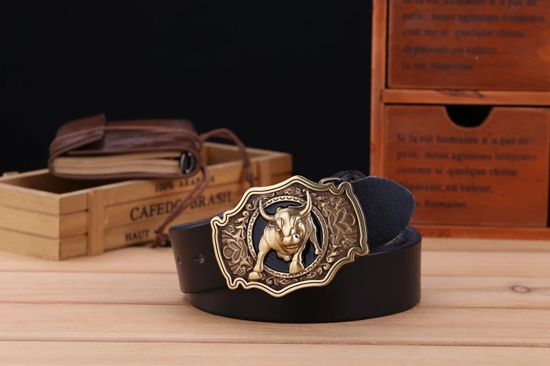 big buckle real leather belts for men mens belts luxury 100% genuine leather camel brown punk cowhide Chinese style high quality