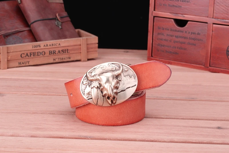 big buckle real leather belts for men mens belts luxury 100% genuine leather camel brown punk cowhide Chinese style high quality