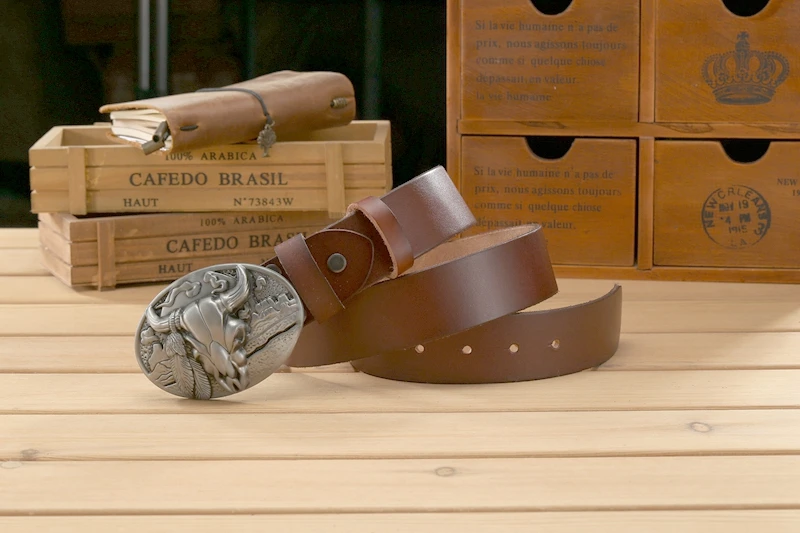 big buckle real leather belts for men mens belts luxury 100% genuine leather camel brown punk cowhide Chinese style high quality