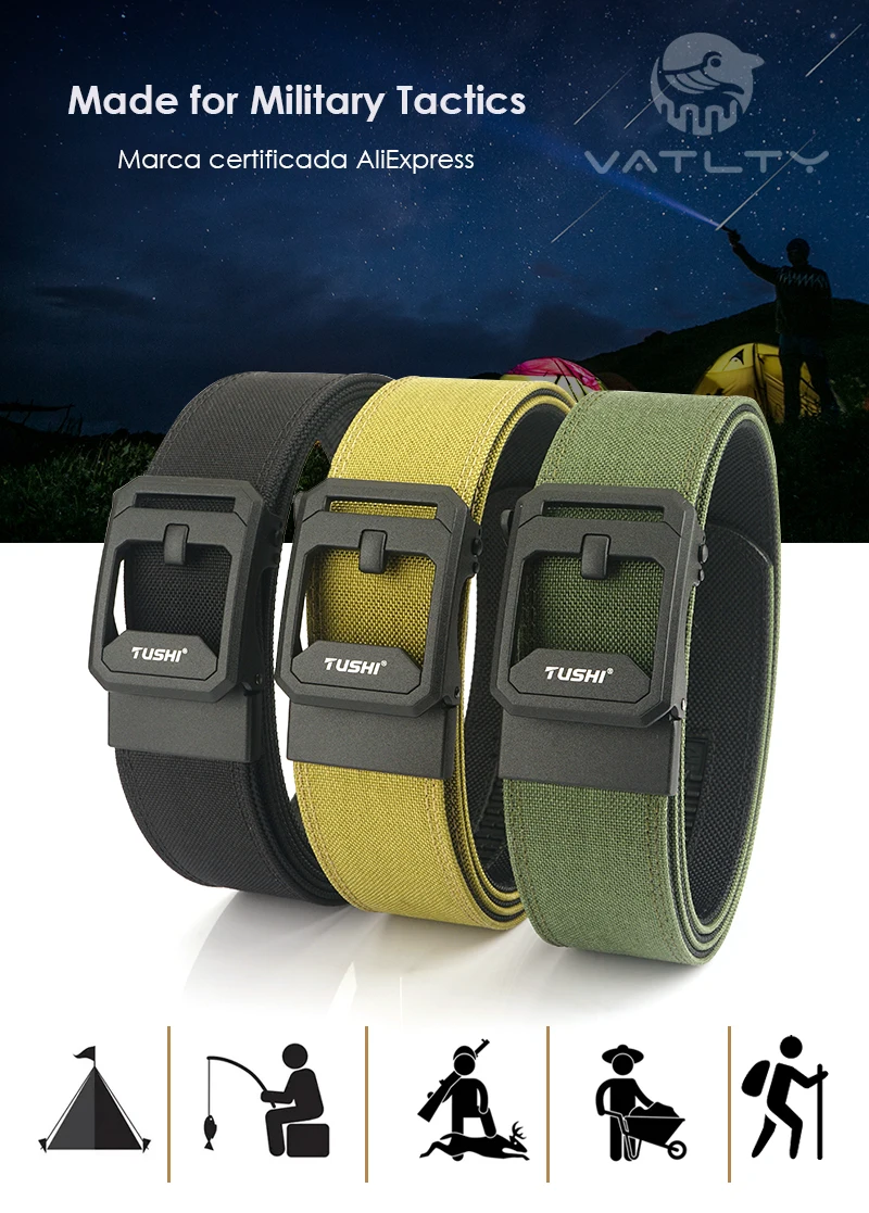 VATLTY 4.3cm Tactical Gun Belt for Men and Women 1100D Nylon Metal Automatic Buckle Police Military Belt Hunting IPSC Girdles