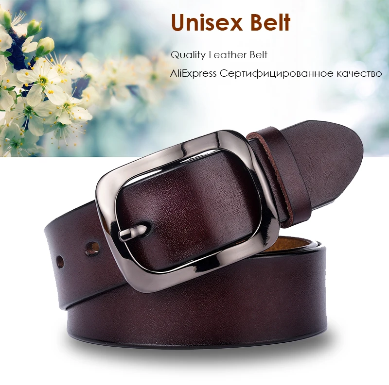 KOLBER 3.3cm Women's Leather Belt Natural Cowhide Trouser Belt for Female Metal Buckle Jeans Casual Red Belt Girdle Waistband