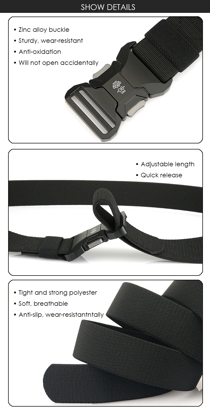 VATLTY New Men's Elastic Belt Metal Buckle Quick Release Soft Casual Belt Polyester Tactical Outdoor Stretch Belt Male Waistband