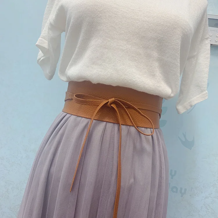 Fashion Women Belt for Dress PU Leather Bowknot Wide Belts Waistband Coat Corset Designer Luxury Brand Solid Color Waistband